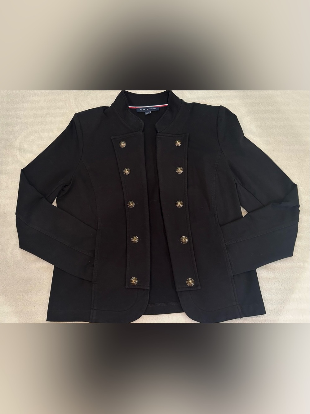 Black Military-Style Women's Jacket - Classic Button Front - Picture 3 of 6